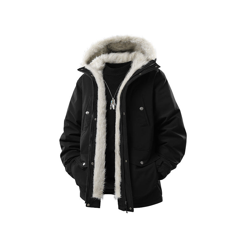Herr Fodrad Winterparka med Fuskpälshuva och Termofoder, Wind- och Vattenavvisande