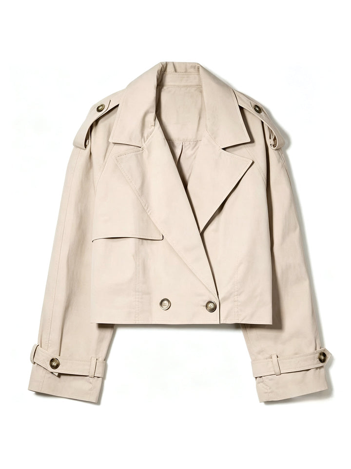 Dam kort skärning trenchcoat med Double-Breasted knappslå och Epaulettes