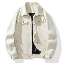 Herr Suede-Look Trucker Jacka med Quiltad Foder och Lock Fickor