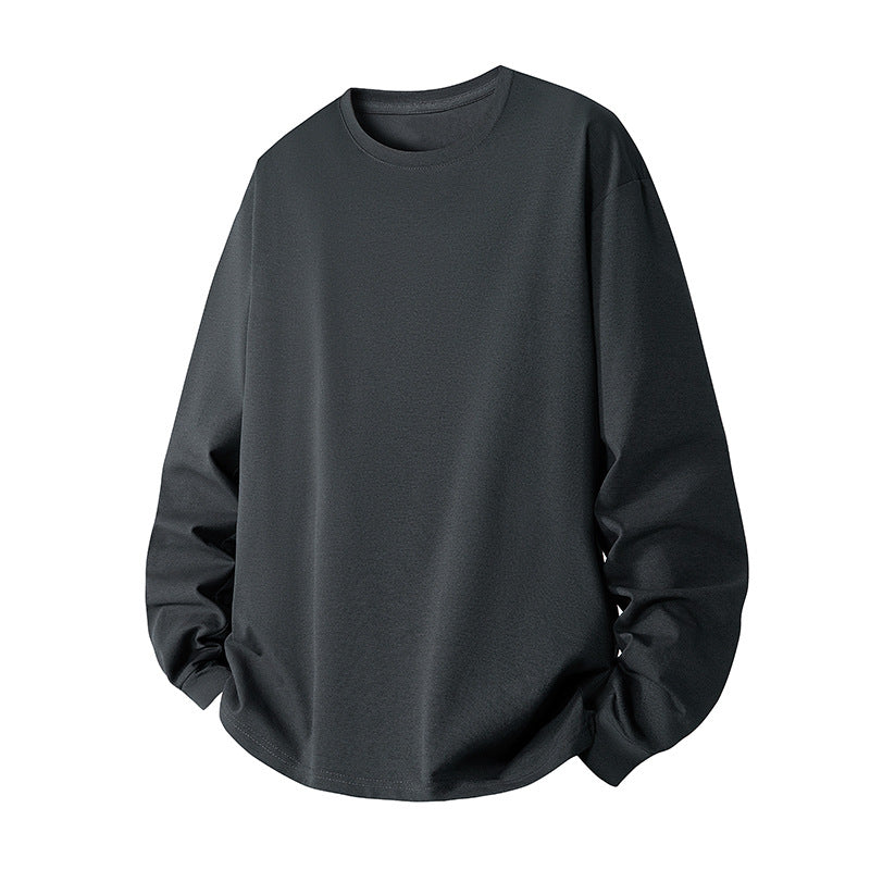Herr Oversized College-Tröja Gjord av Bomullsblandning med Round Neckline och Ribbstickade Muddar