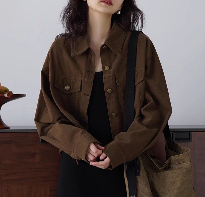Dam modern oversize jacka med knappar och praktiska fickor