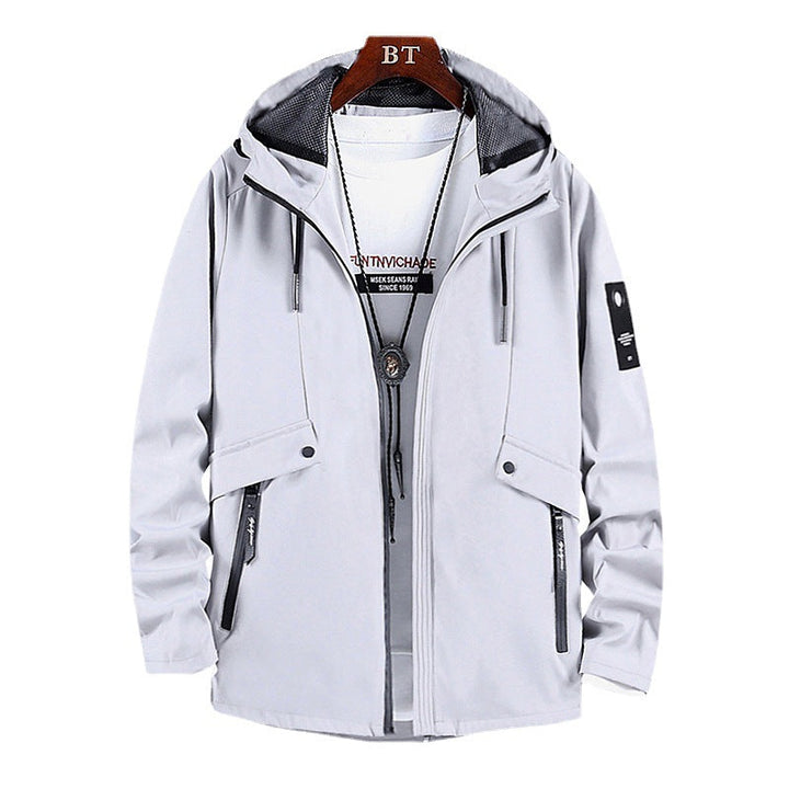 Herr Vind och Water-Resistant Softshell Fältjacka med Mesh Huva Foder och Dold Zip Fickor