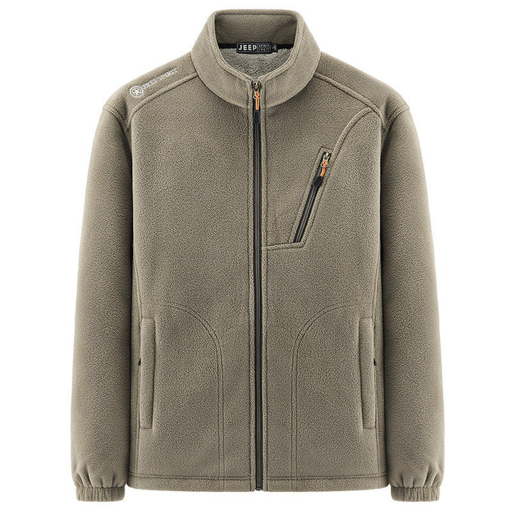 Herr Termisk Fleece Jacka med Sherpa Foder, Stående Krage och Zippered Fickor
