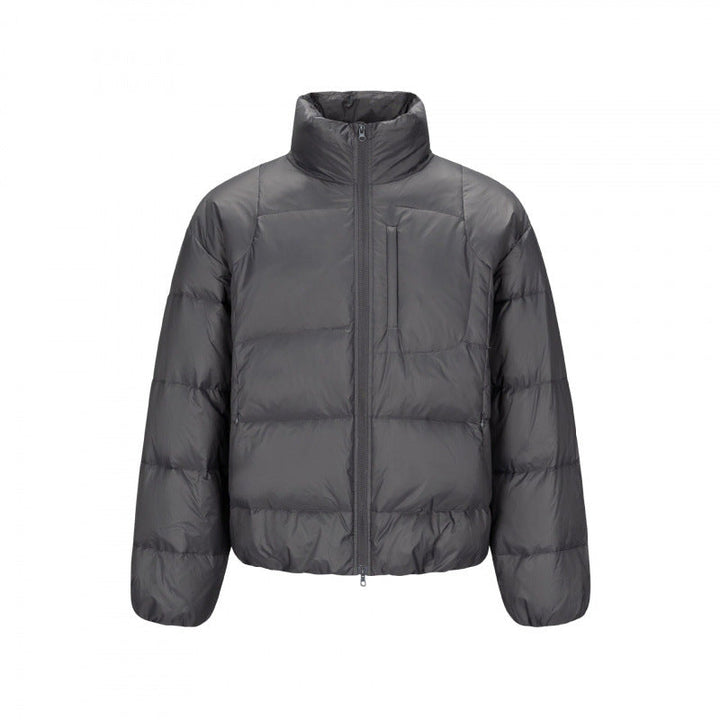 Herr short-cut compact packable pufferjacka med ståkrage och dold bröstficka