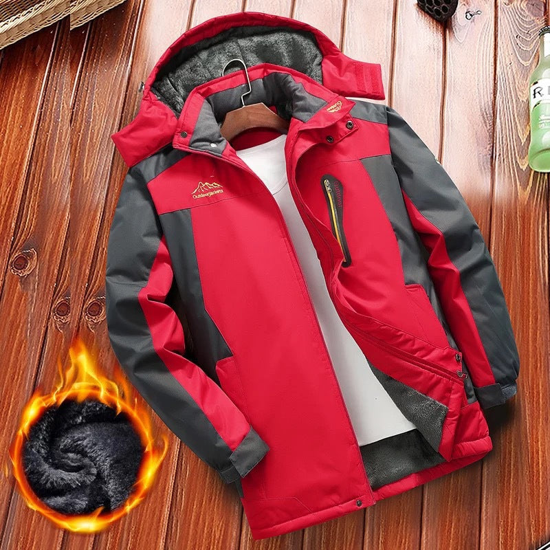 Herr Vadderad Vinter Utomhus Parka med Teddy Fleecefoder, Huva och Vattenavvisande Skal