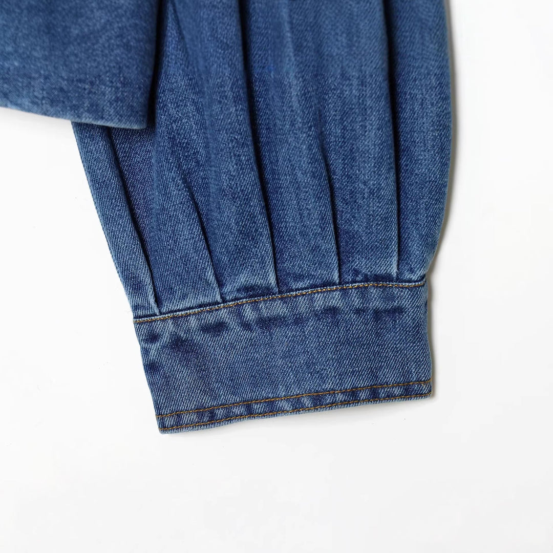 Dam oversize denim Pullover jacka med Half Placket
