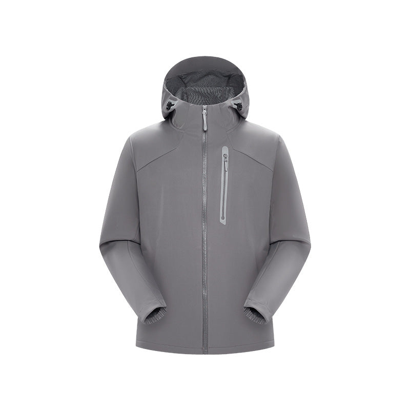 Herr Vattentät Softshell Frilufts Jacka med Justerbar Huva, Welded Dragkedjor och Reflekterande Bröstficka Drune