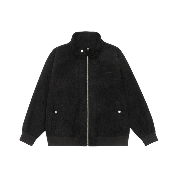Unisex Teddy-Fleece Bomber Jacka med Ståkrage och Tryckknapp Fickor