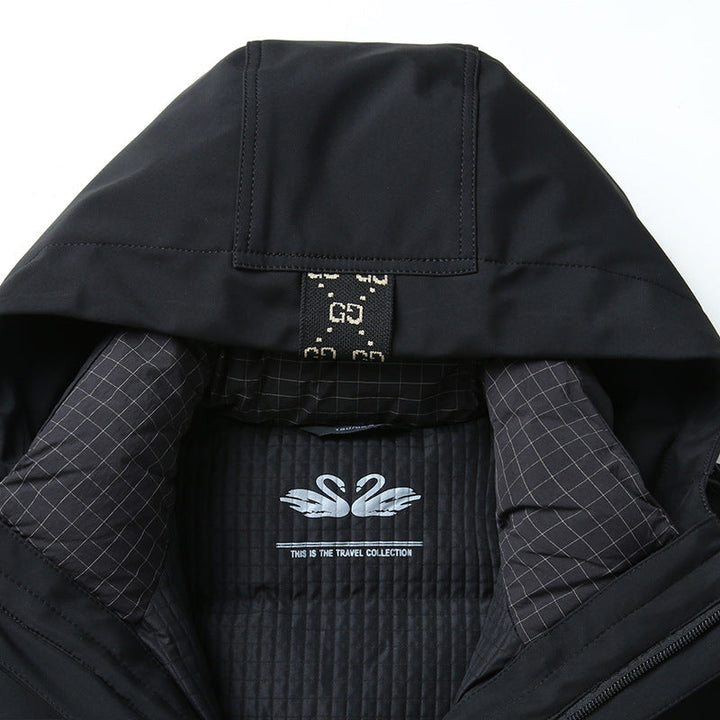 Herr Softshell Parka med Quiltad Termisk Foder och Huva