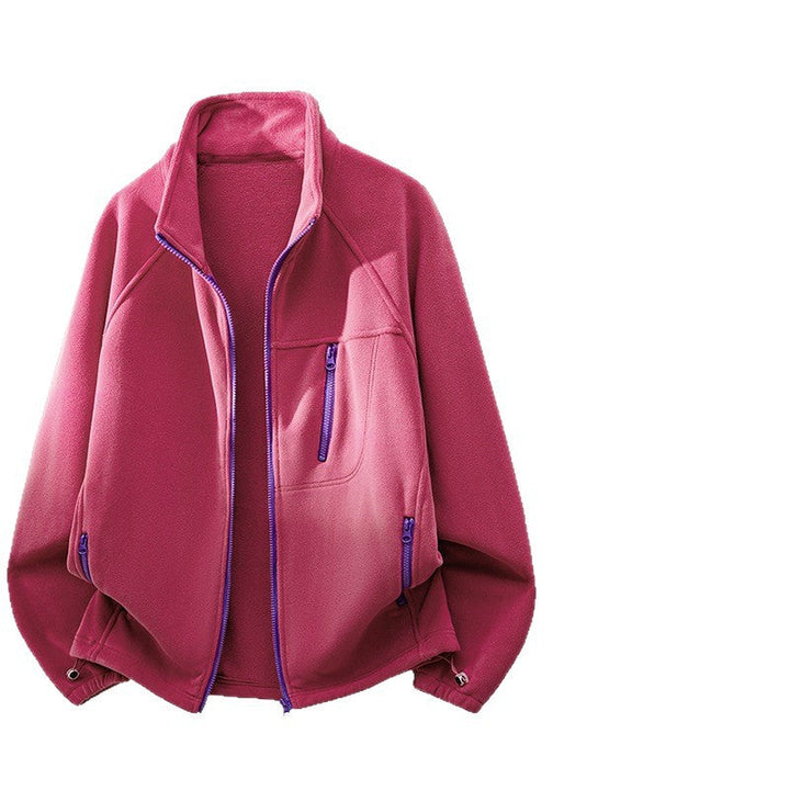 Unisex lätt fleecejacka med ståkrage, Raglan ärmar och Multiple Zip fickor