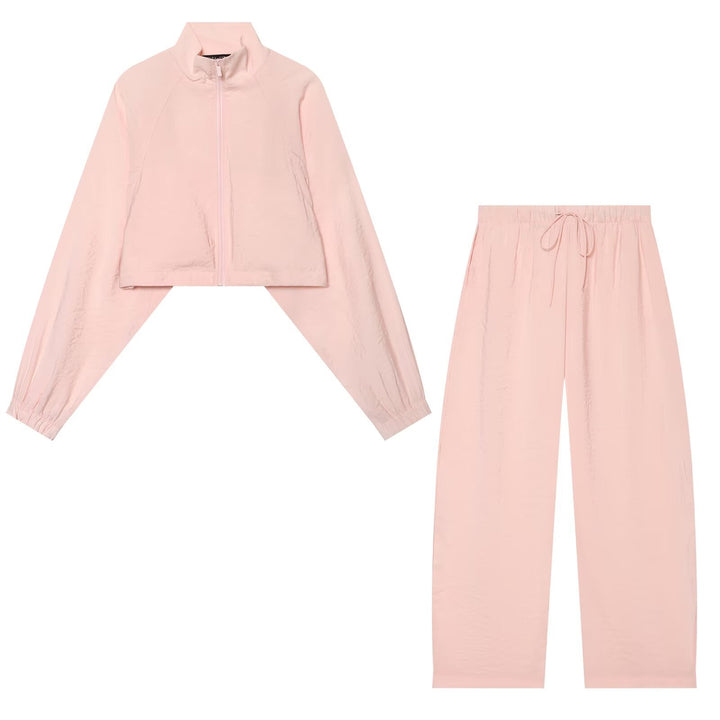 Dam Kort Windbreaker Jacka med Stå Krage, Raglan Ärmar och Elastic Nederkant