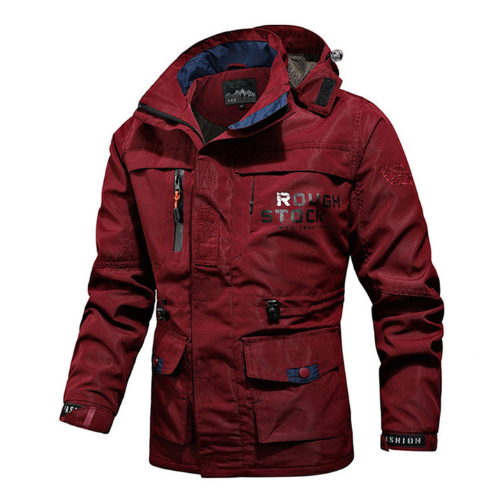 Herr Funktion Fält Parkas med Huva, Multifunktionell Fickor och Midja Dragsko