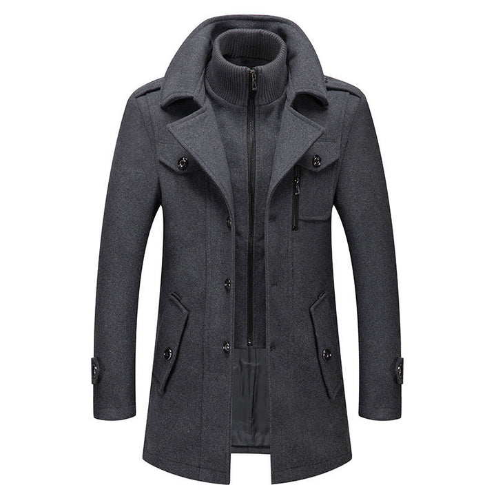 Herr Ull Blandning Overcoat med Uttagbar Quiltad Inre Jacka
