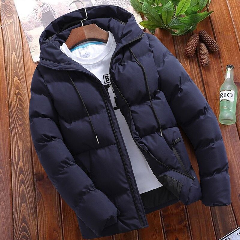 Herr nano quiltad termo quiltad jacka med huva och vindtät, vattenavvisande polyester skal