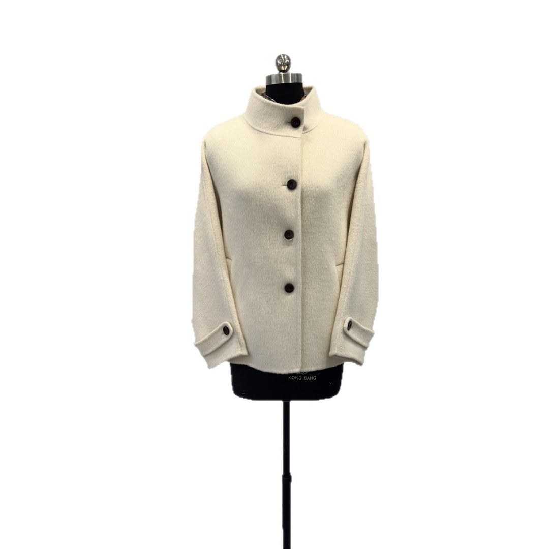 Dam vintage-inspired structured button jacka