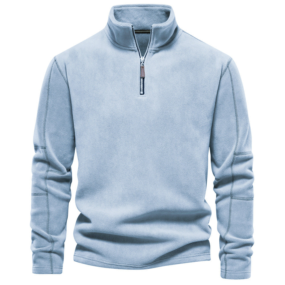 Herr Lätt Fleece Pullover med Kort Dragkedja och Ståkrage