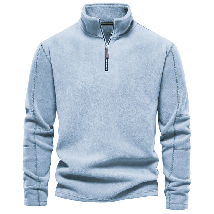 Herr Lätt Fleece Pullover med Kort Dragkedja och Ståkrage
