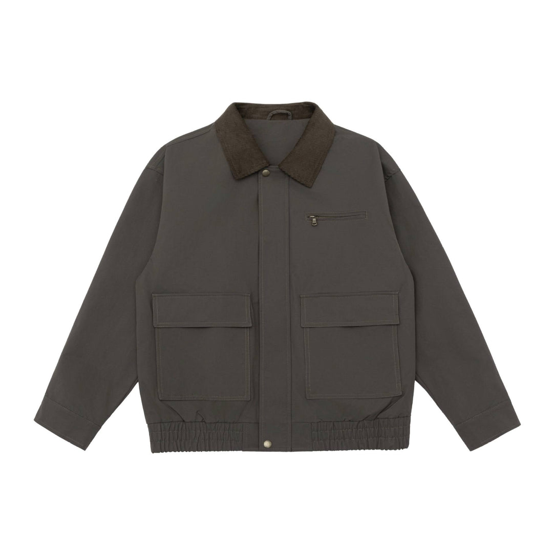 Herr oversize Workwear Jacka med Cord Krage och Large fickor med lock