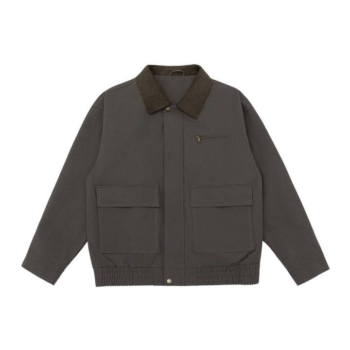 Herr oversize Workwear Jacka med Cord Krage och Large fickor med lock