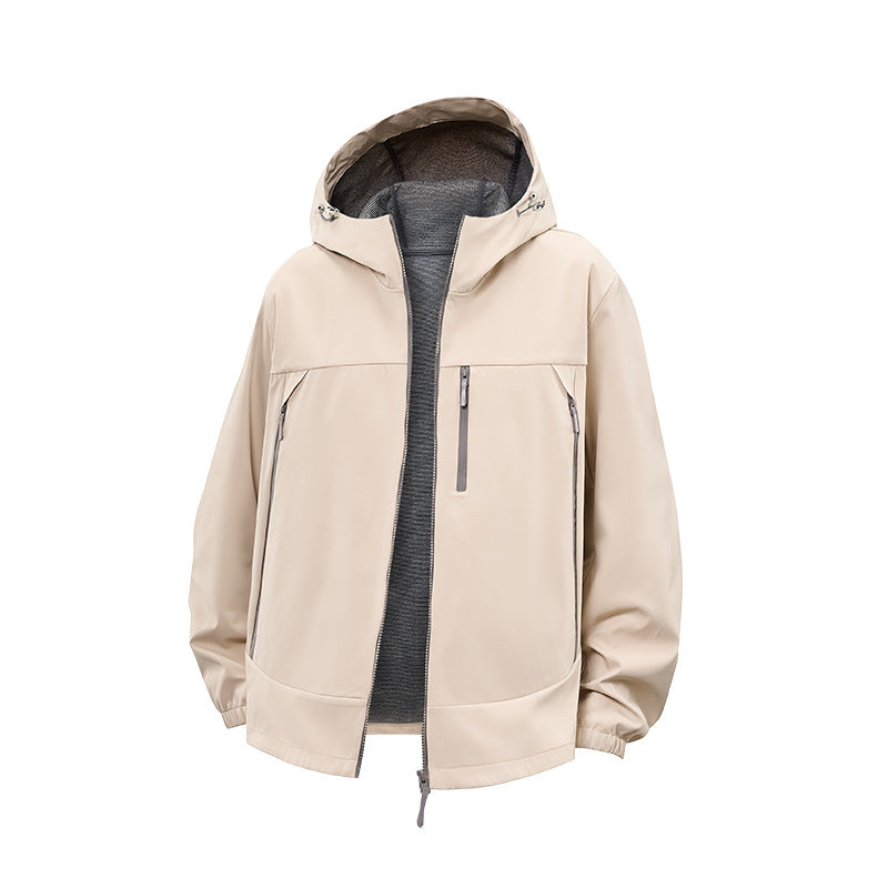 Herr Teknisk Softshell Hybrid Jacka med Fleecefoder och Justerbar Huva