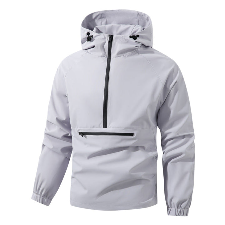 Herr Softshell Anorak med Huva, Half Dragkedja, och Vattentät Fram Ficka