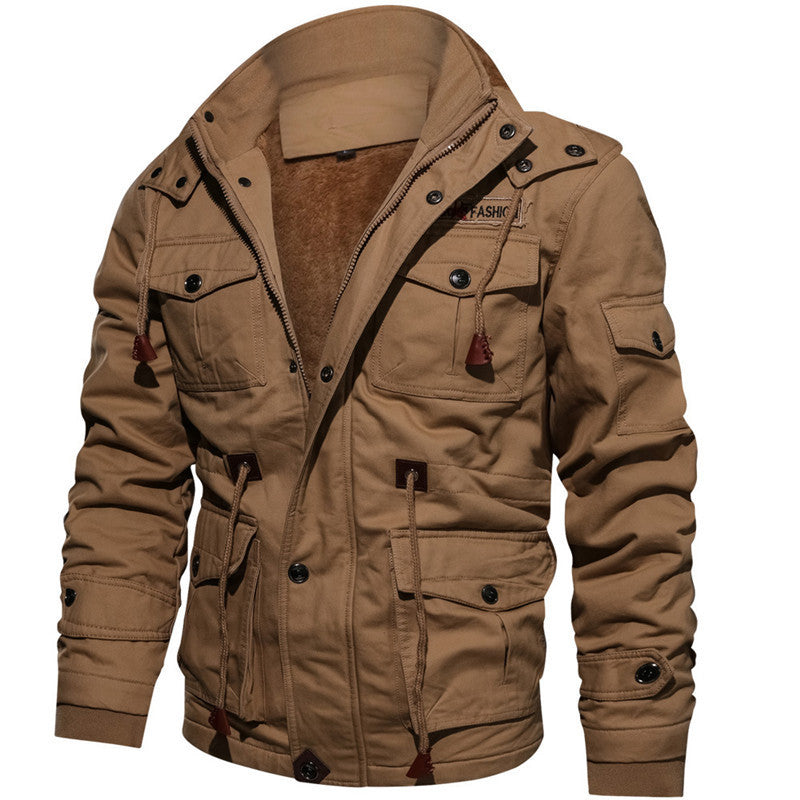 Herr Stabil Canvas Utility Parka med Teddy Fleecefoder, Dragsko Midja, och Flera Fickor