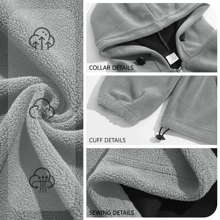 Herr Fleece Luvtröja med Halv Dragkedja, Känguruficka, och Adjustable Huva