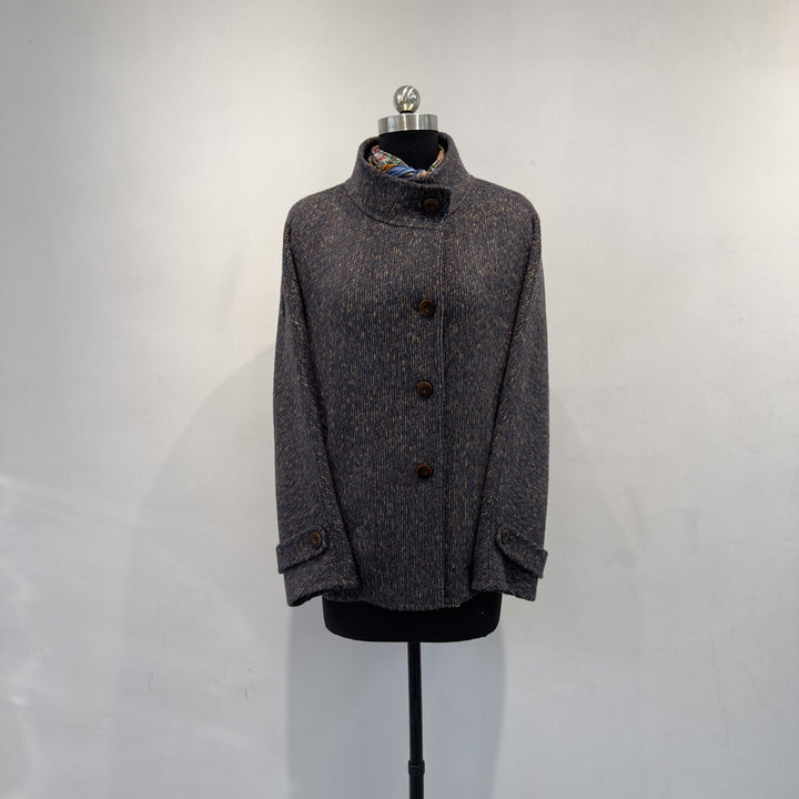 Dam vintage-inspired structured button jacka