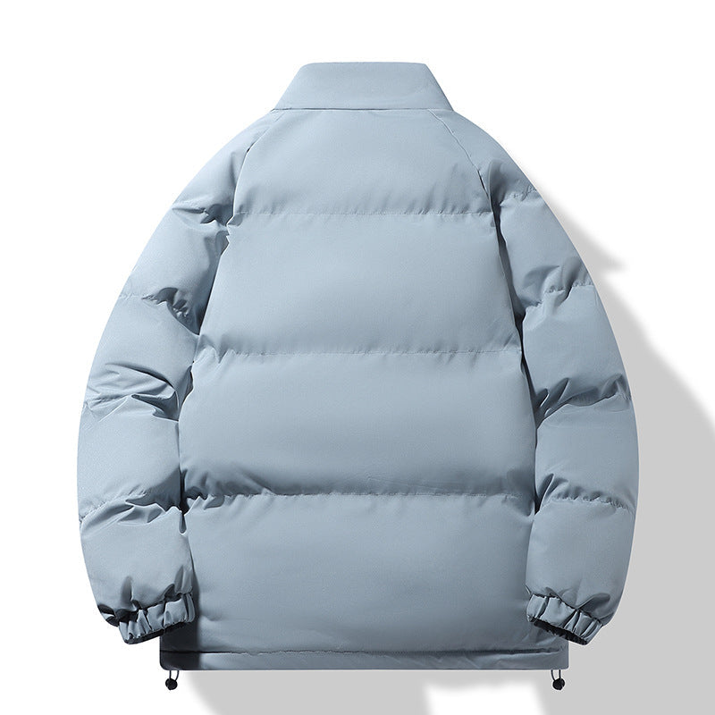 Herr Mode Thermo-Padded Kort Jacka i Boxig Skärning med Ribbstickad Krage