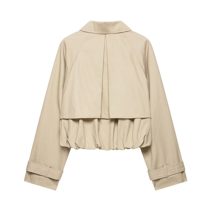 Dam 60+ Kort Trench Blouson med Cape Detail och Drawstring Nederkant