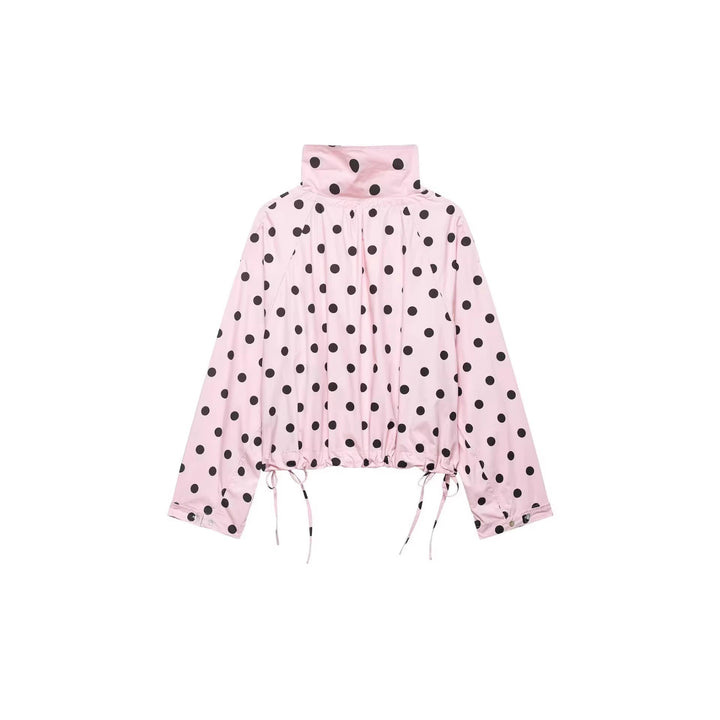 Dam Prickig Prick Kort Övergångsjacka med Hög Stå Krage, Drawstring och Oversize Ärmar
