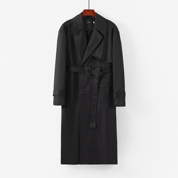 Dam längre skräddad trenchcoat med knytband och vid shawl krage