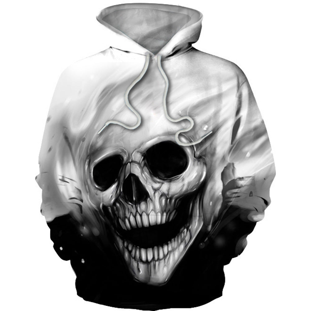Herr Luvtröja med Luminous Flame Skull Tryck