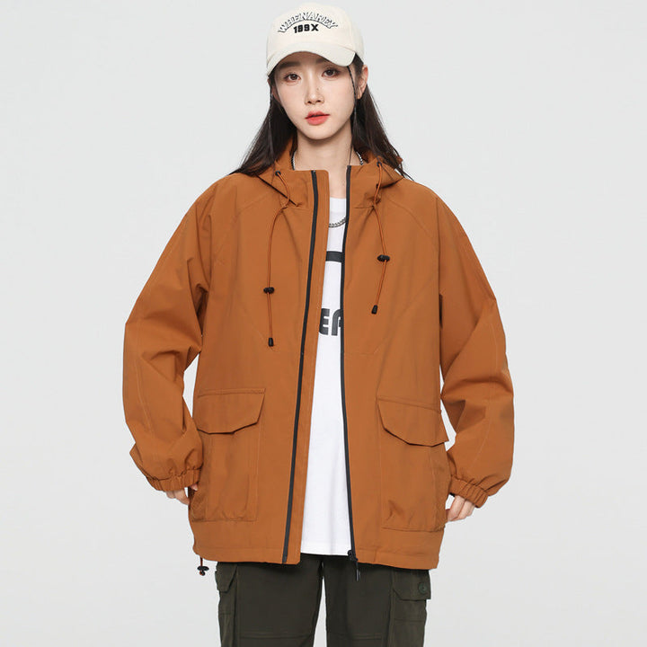 Dam oversize Windbreaker jacka med huva och Cargo fickor