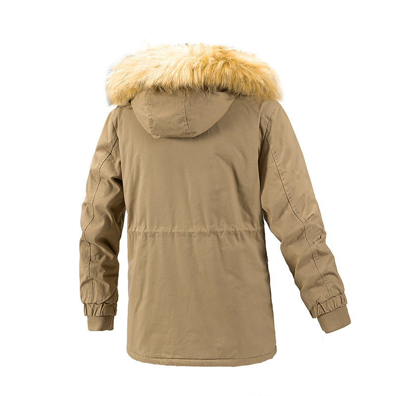 Herr Vinter Skydd Parkas med Värmande Teddyfoder, Avtagbar Imitation Päls Huva, och Förstärkt Funktion Fickor