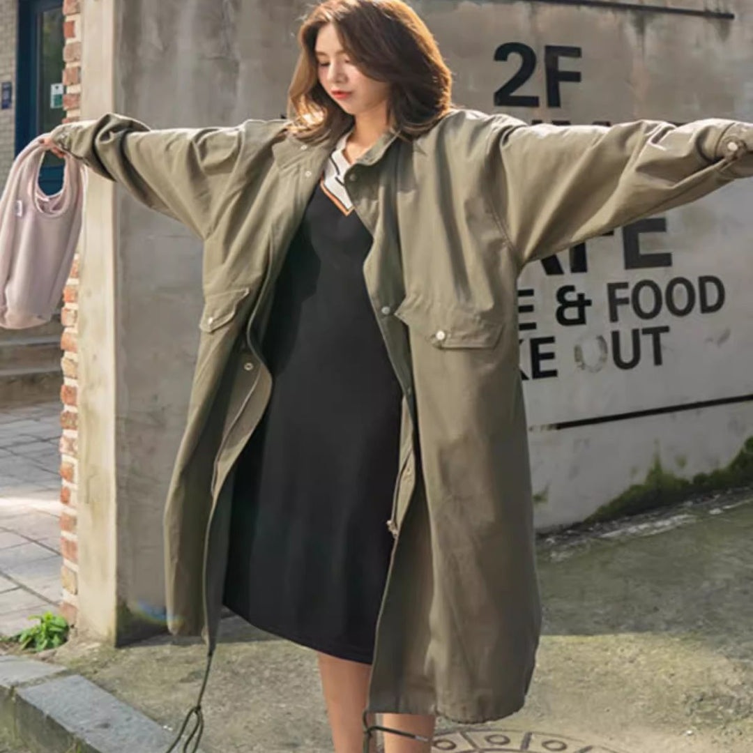 Dam lång Oversize vindjacka i Utility look med Flap fickor