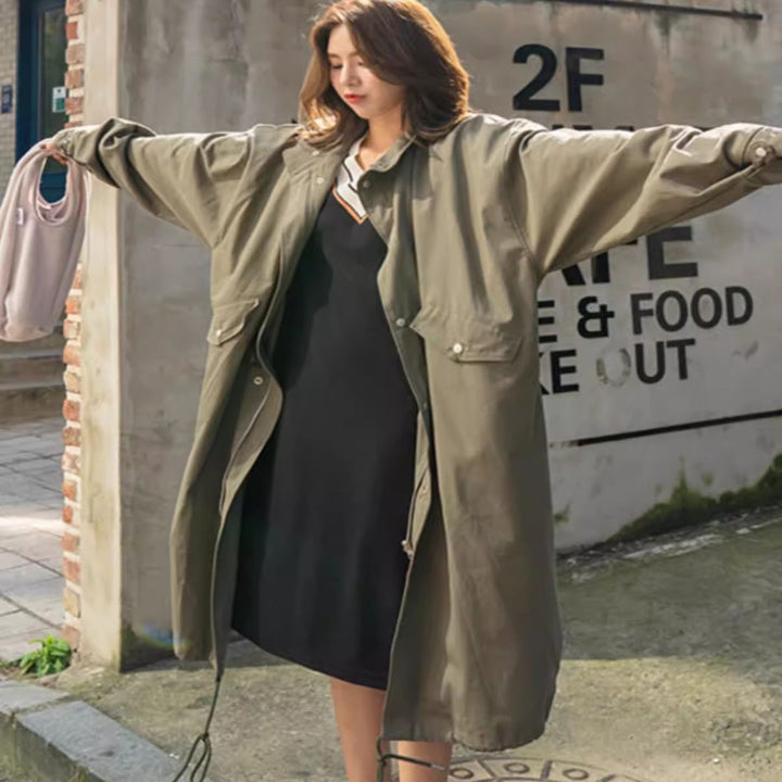 Dam lång Oversize vindjacka i Utility look med Flap fickor
