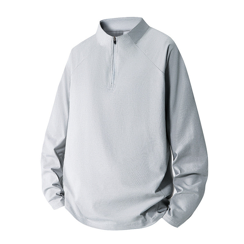 Herr Minimalistisk Halv Dragkedja College-Tröja med Teknisk Jersey och Extended Fåll