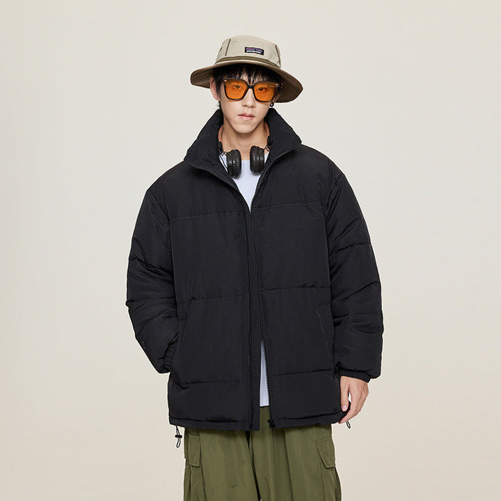 Unisex Oversize Vadderad Jacka med Hög Krage och Drawstring
