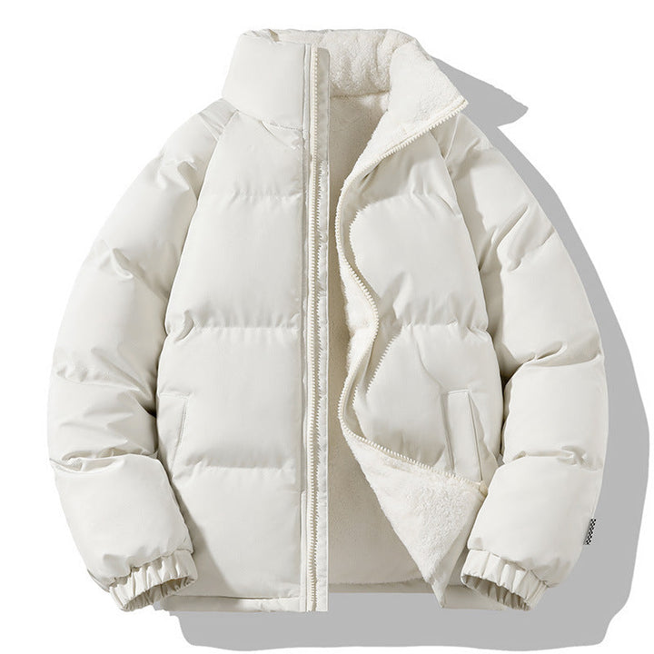 Dam Kort Polar Quiltad Jacka med Teddy Foder, Boxig Skärning &amp; Dold Dragkedja