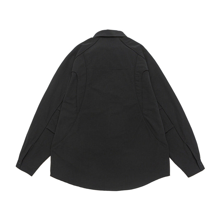 Dam Oversized Skjorta Jacka med Rounded Insert Fickor och Tryckknapp Knappar