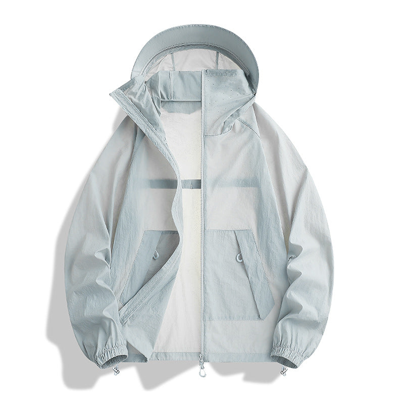 Herr Lätt Wind och Water Resistant med Huva Övergångsjacka med Mesh Foder &amp; Dragsko