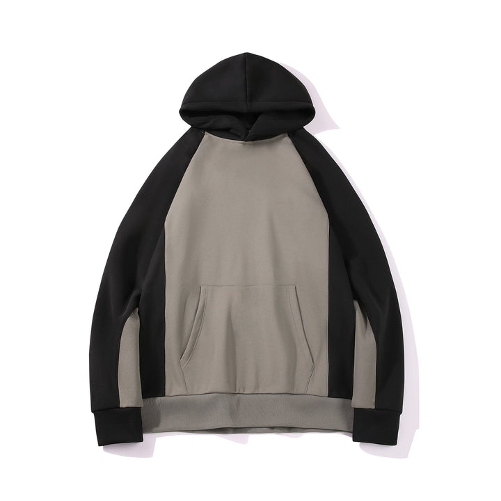 Herr Kapuzenpullover Im Colourblock-Design med Raglanärmeln, Kängurutasche och Ribbad Fåll