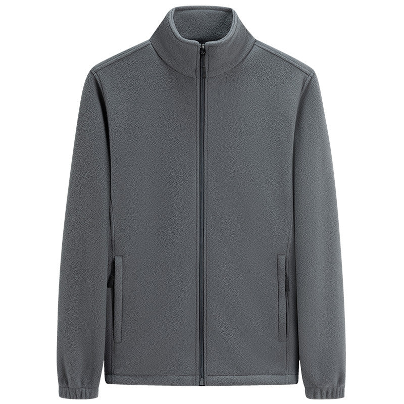 Unisex Lätt Fleece Dragkedja Jacka med Standing Krage, Elastic Muddar &amp; Clean Design