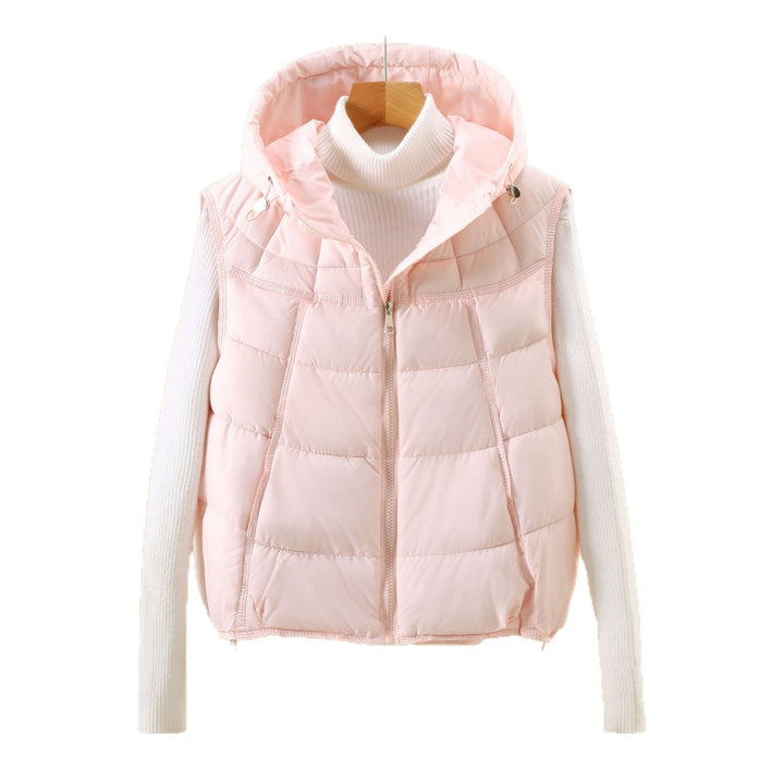 Dam lätt quiltad thermal väst med ergonomic huva kant och adjustable fåll