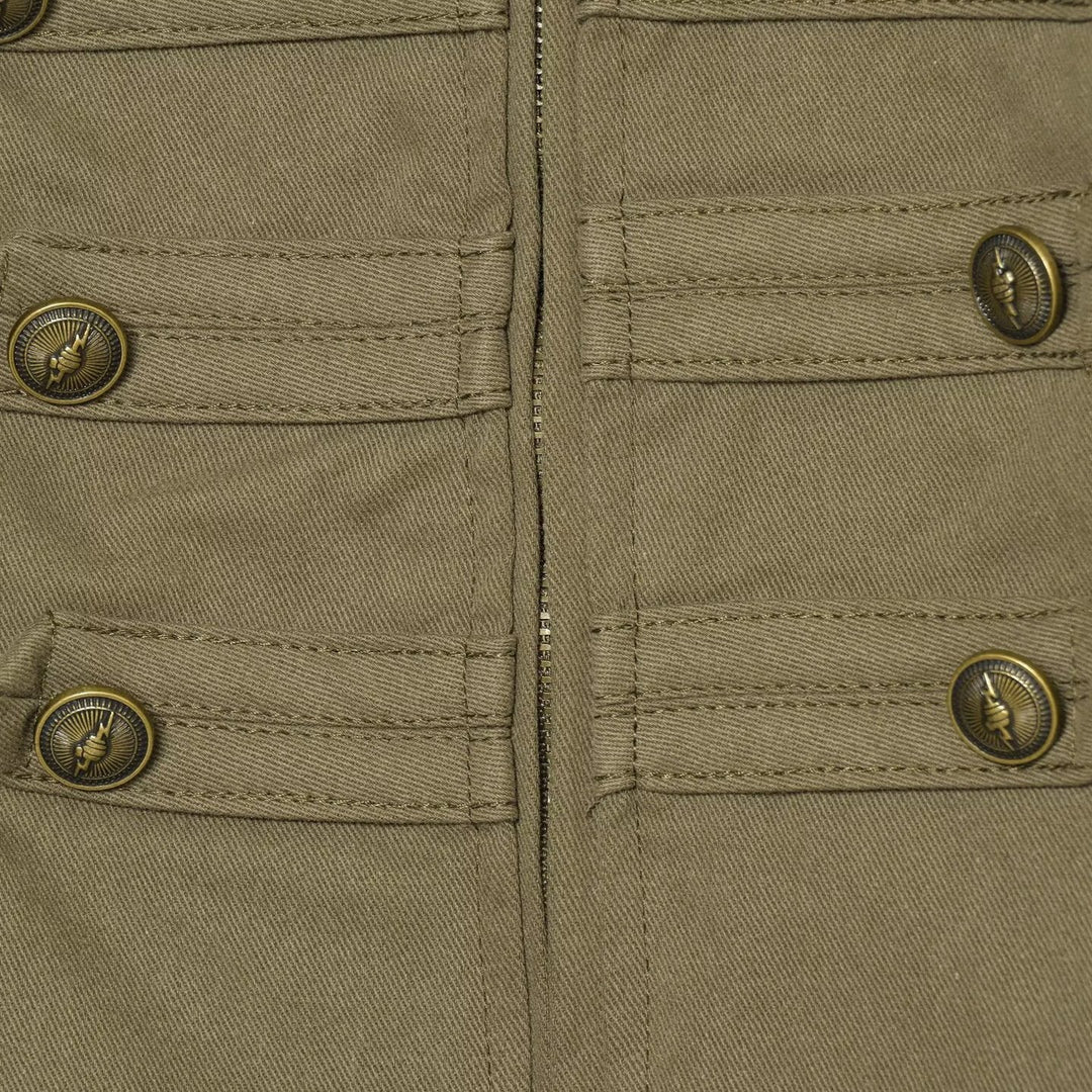 Dam skräddad Military-Inspired kort jacka med Standing krage och dekorativ knappslås
