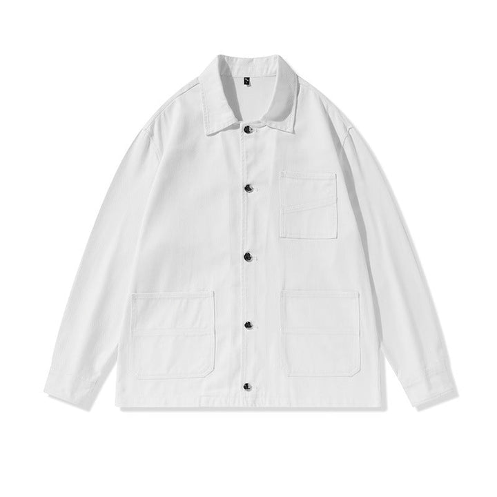 Unisex Oversize Work Jacka i Skjortjacka Stil Tillverkad av Canvas med Patch Fickor