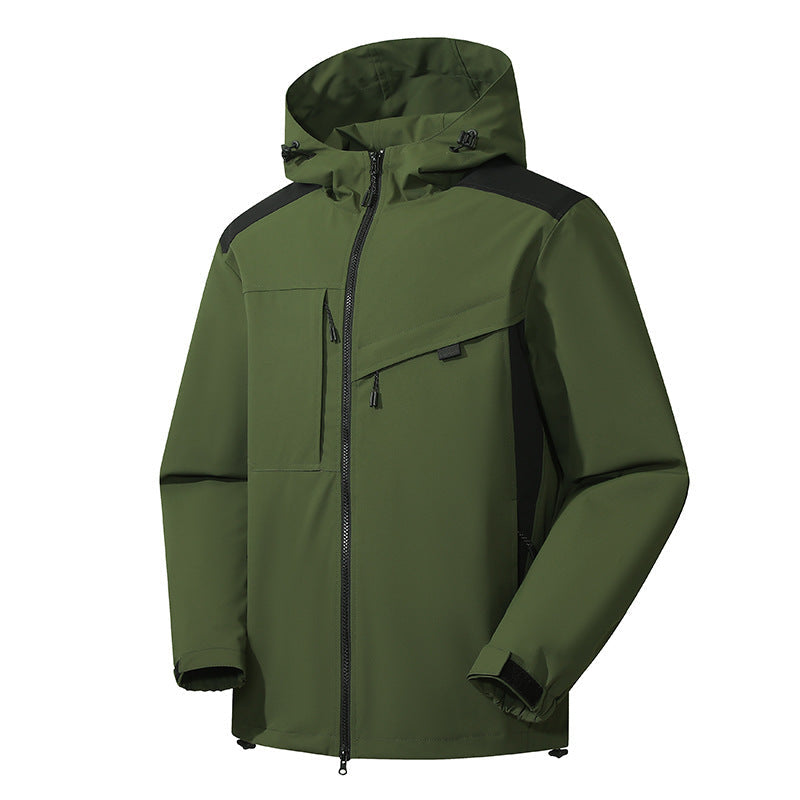 Herr Softshell Utomhus Jacka med Vattentät Membrane och Justerbar Huva