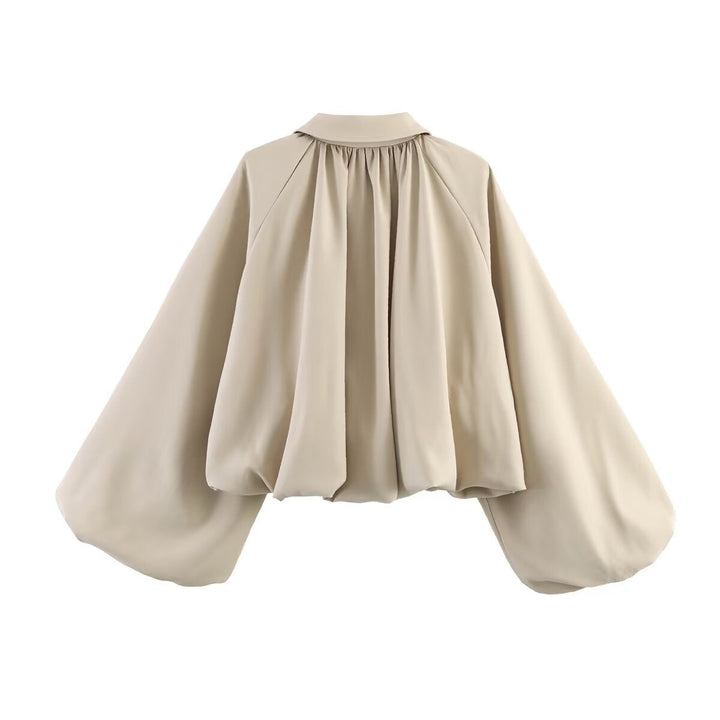 Dam Kort Cape Jacka med Wide Batwing Ärm och Gathered Yoke