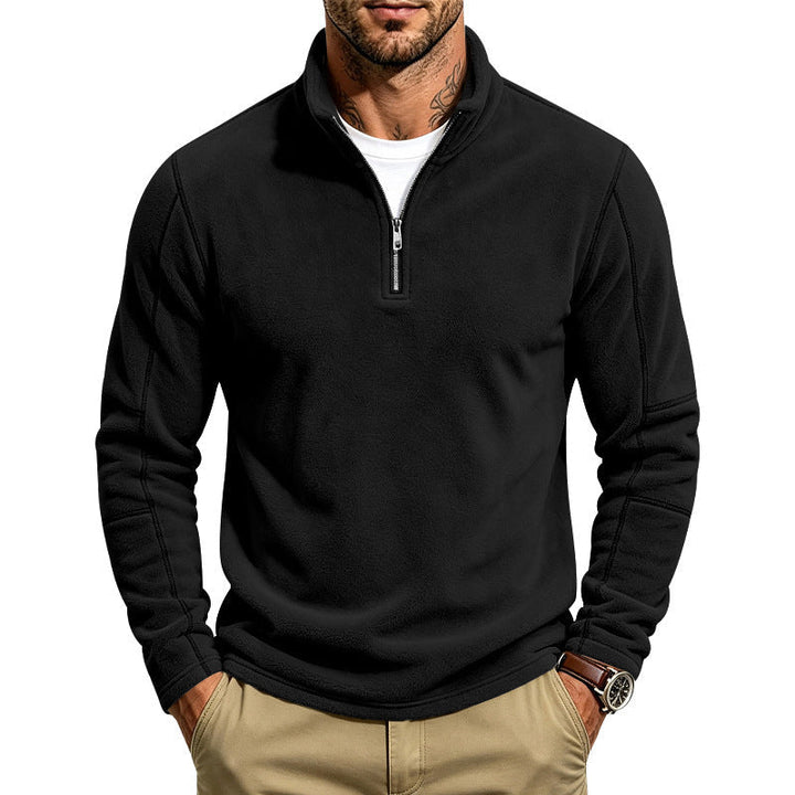 Herr Fleece Pullover med Kort Dragkedja och Ståkrage